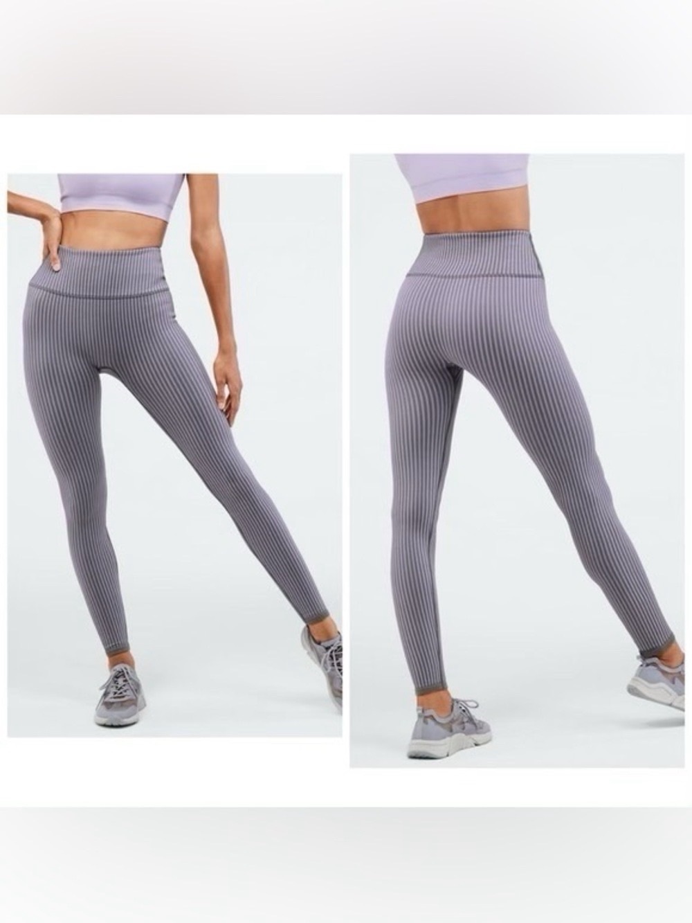 Fabletics XS Iron Hazy Iris High Waisted Versatile Seamless Ribbed Leggings NWT